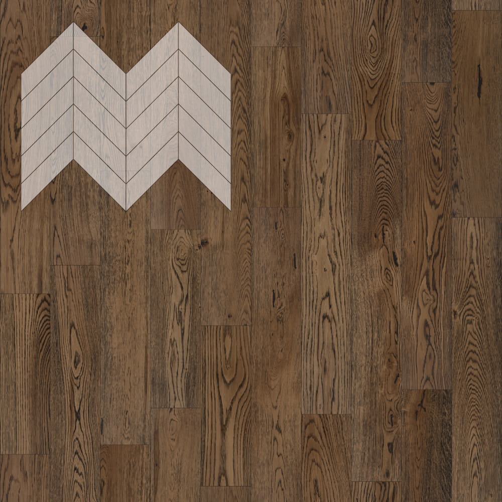 Паркет Елка Французская Lab Arte Chevron Дуб Рустик Затертый лак 600/475х125х14/3/45°