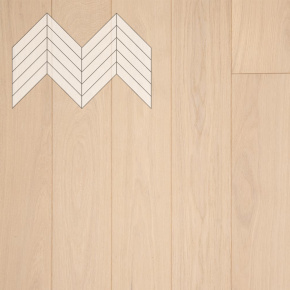 Паркет Елка Французская Lab Arte Chevron Дуб Рустик Лана лак 600/510х90х14/3/45° в интерьере