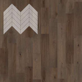 Паркет Елка Французская Lab Arte Chevron Дуб Натур Кайт лак 600/475х125х14/3/45° в интерьере