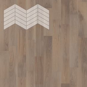 Паркет Елка Французская Lab Arte Chevron Дуб Селект Беж лак 400/348х90х14/3/60° в интерьере