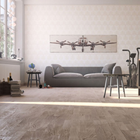 Паркетная доска PolarWood ДУБ ТУНДРА БЕЛАЯ МАТОВЫЙ ЛАК 14x188x2266 3П (3,41 м2) в интерьере